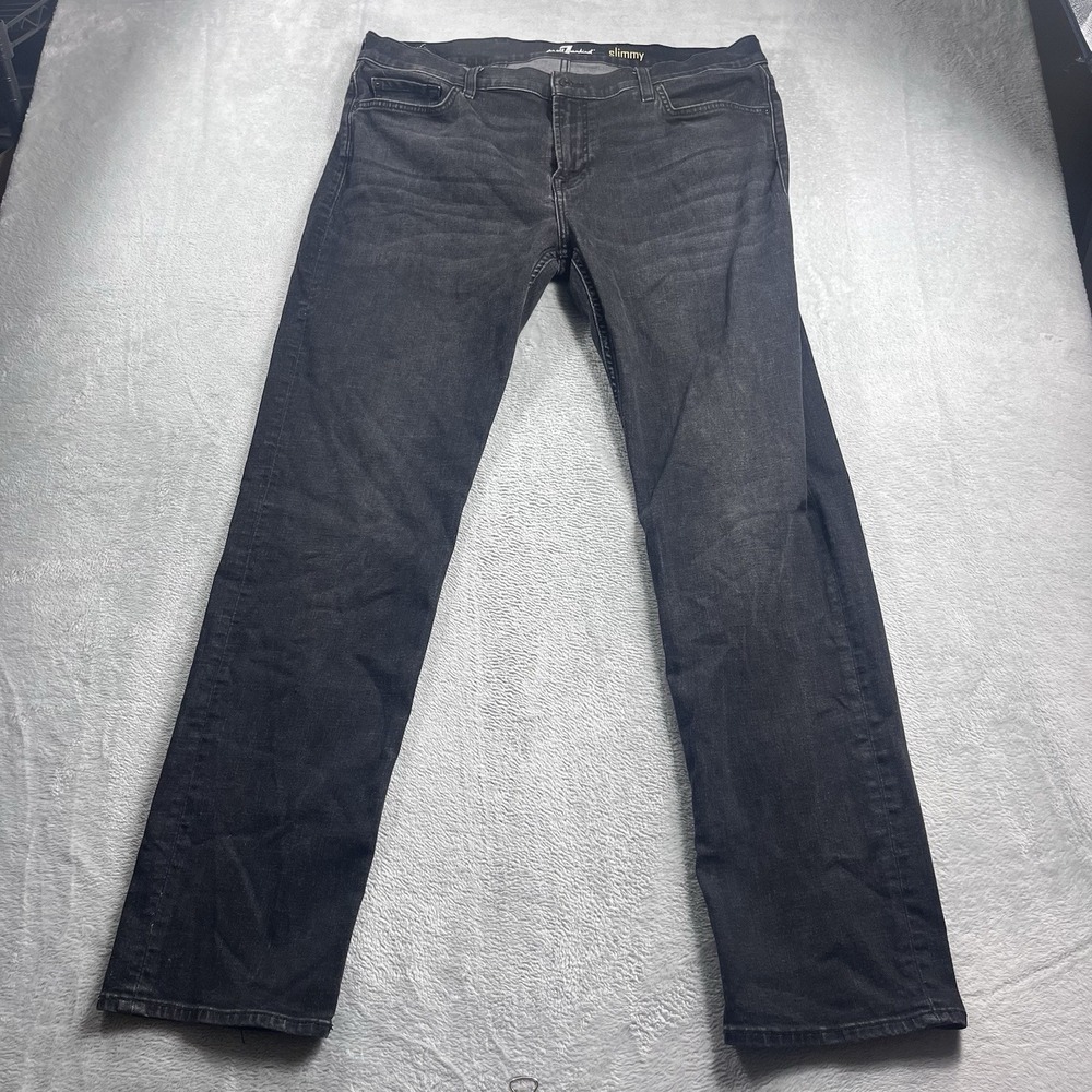 7 For All Mankind Slimmy‎ Jeans Men's 38x32* Black Denim Casual Comfort Stretch
